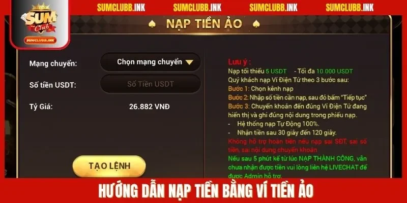 Hướng dẫn nạp tiền bằng ví tiền ảo